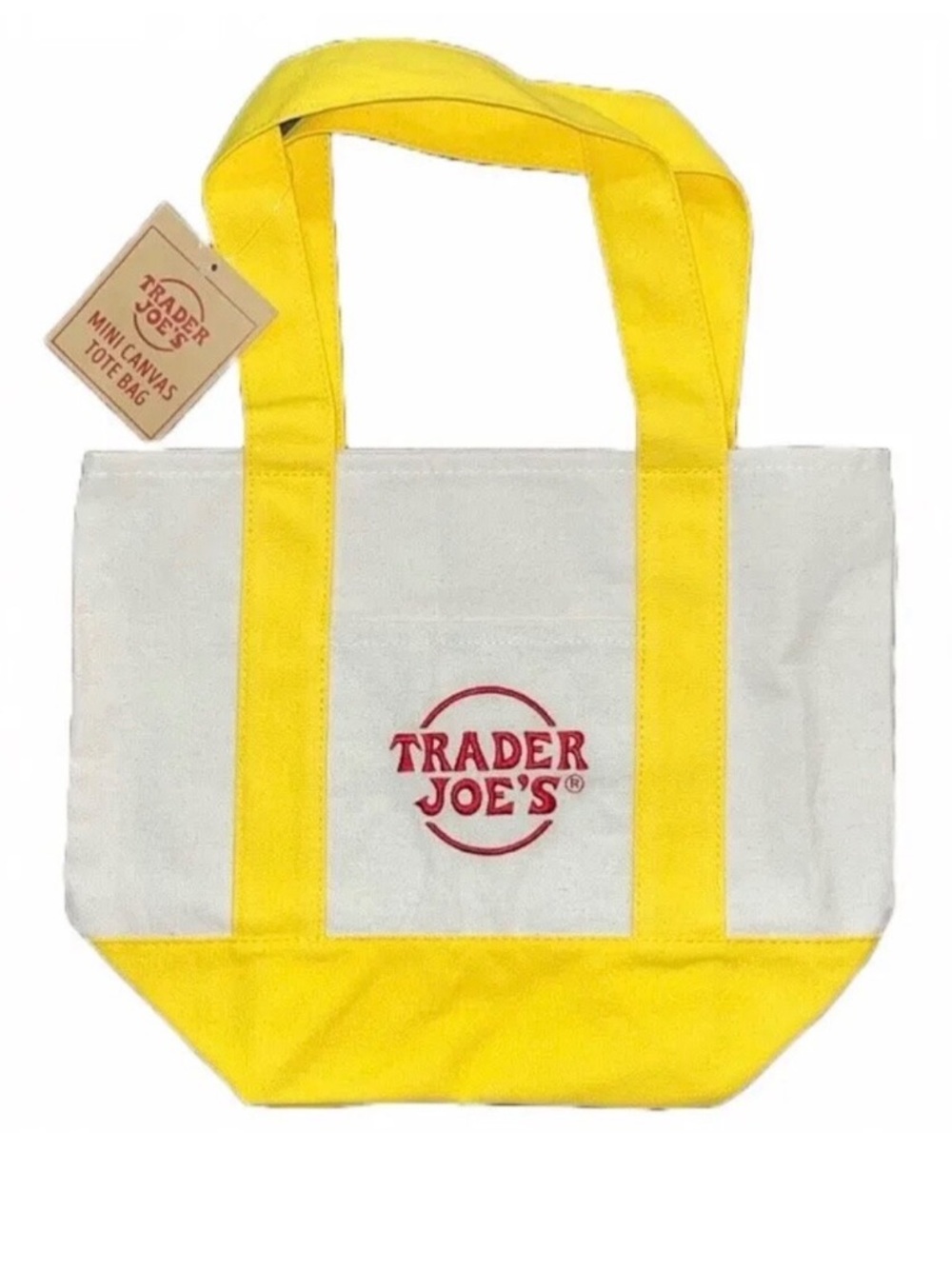 Trader Joe's Mini Canvas Tote Bag- Yellow